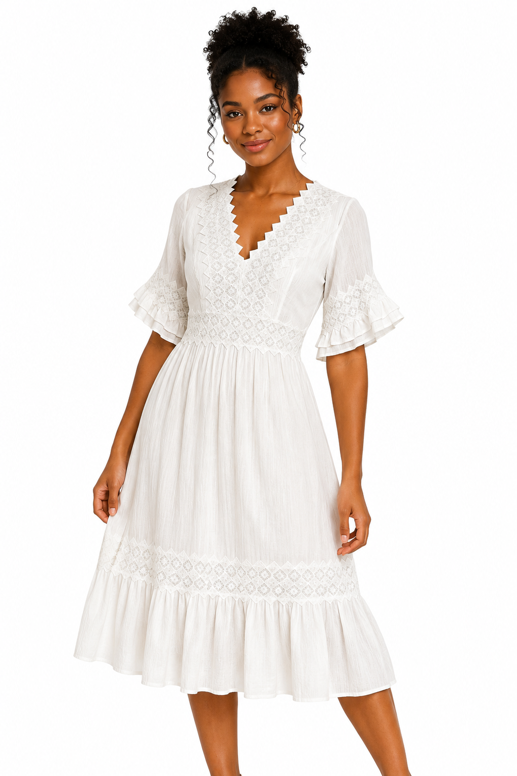 Robe Blanche Bohème Brodée – Élégance &amp; Féminité